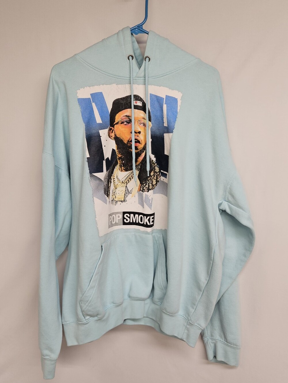 Pop Smoke Light Blue Hoodie Size XL
